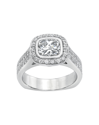 Cushion Halo Diamond Engagement Ring 2.50 Carat 14K White Gold