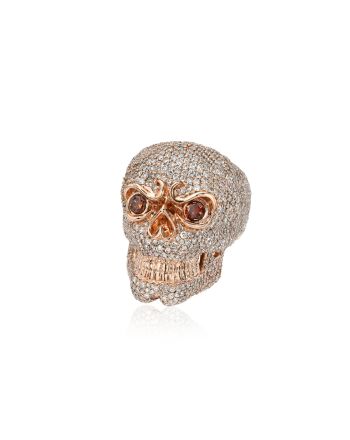 Skull Diamond Ring 10K Rose Gold