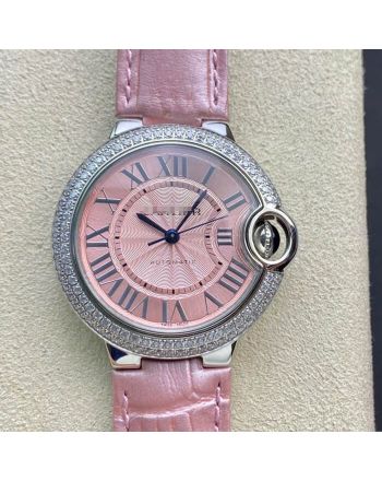 BALLON BLEU DE  33MM V6 FACTORY PINK LEATHER STRAP