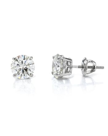 Diamond Stud Earrings 3.08 Carat TW 14K White Gold GIA Certified