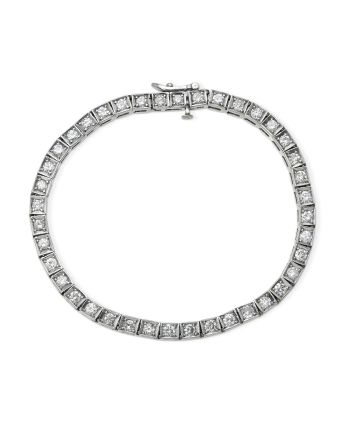 Diamond Tennis Bracelet Straight Line 14K White Gold